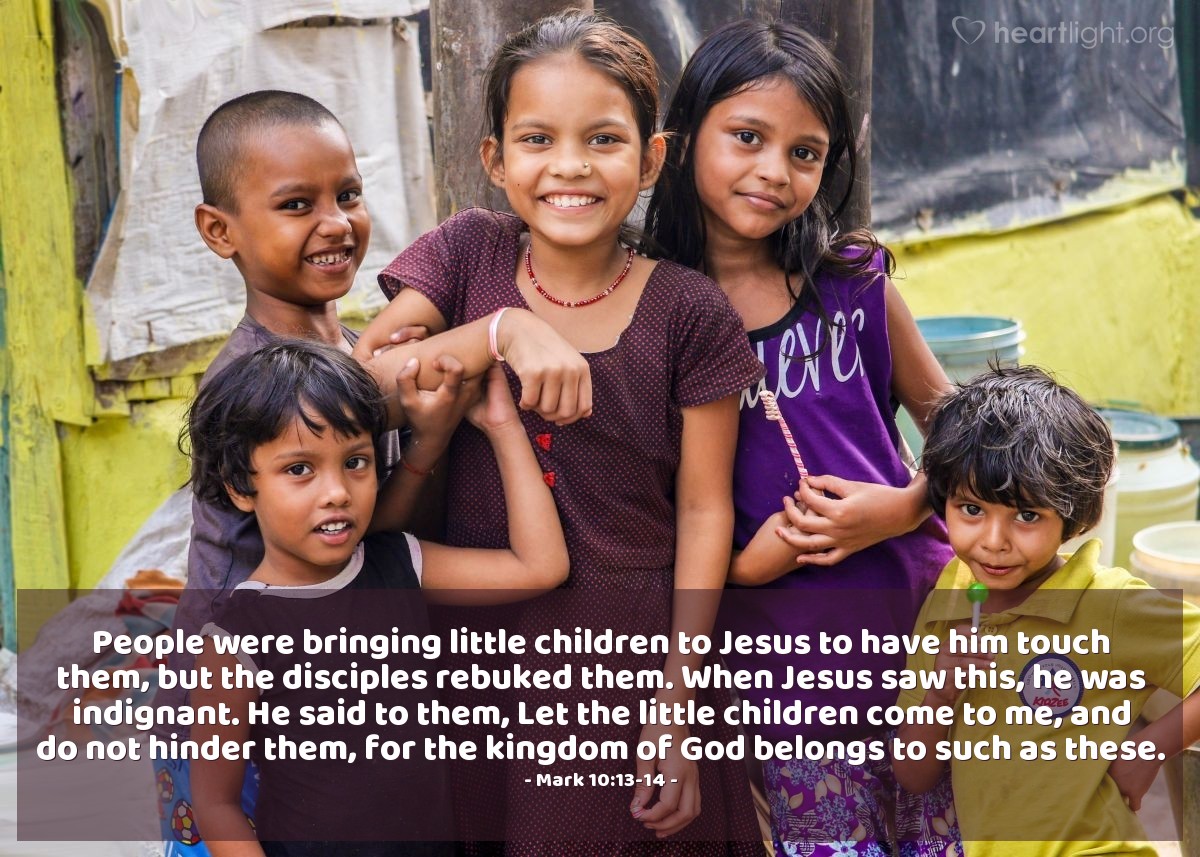 Illustration of Mark 10:13-14 on Children