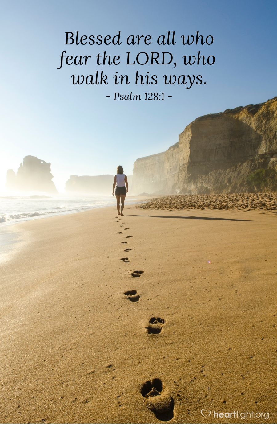 Illustration of Psalm 128:1 — Blessed are all who fear the LORD, who walk in his ways.