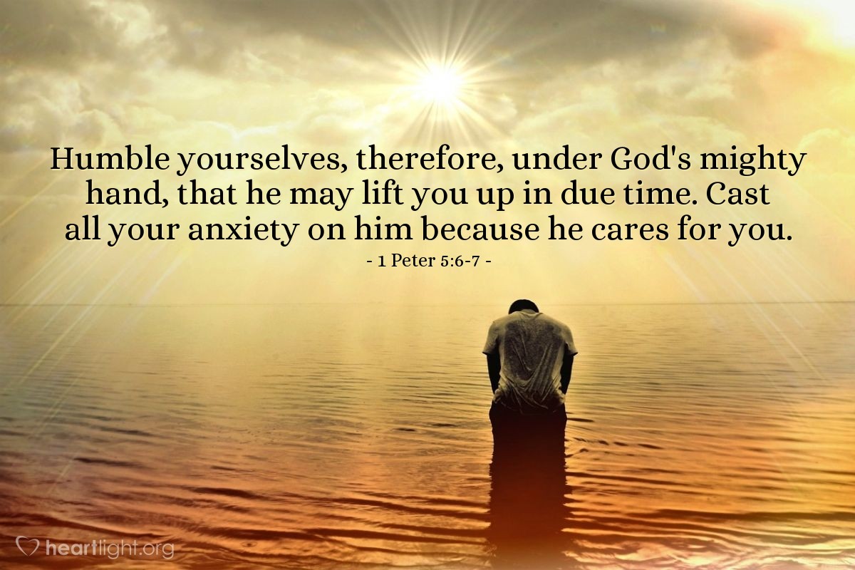 Inspirational illustration of 1 Петра 5:6-7
