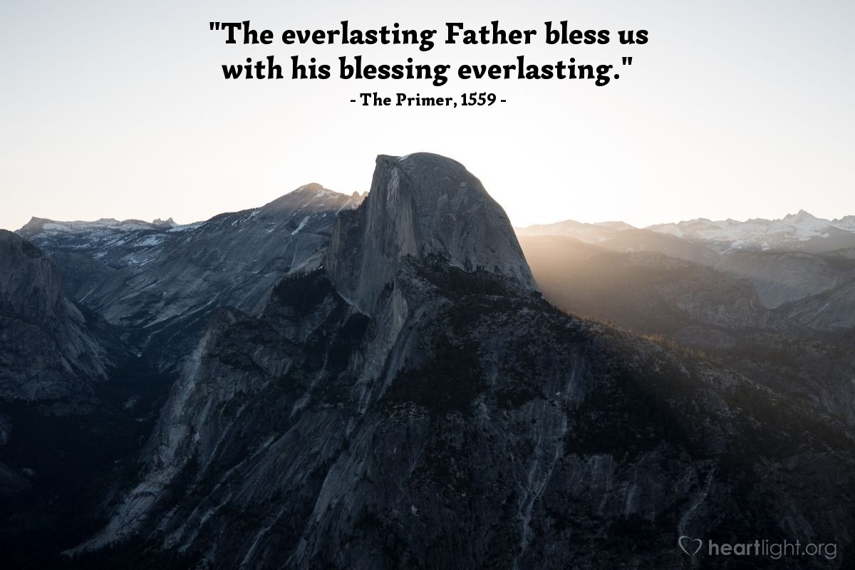 Illustration of The Primer, 1559 — "The everlasting Father bless us with his blessing everlasting."