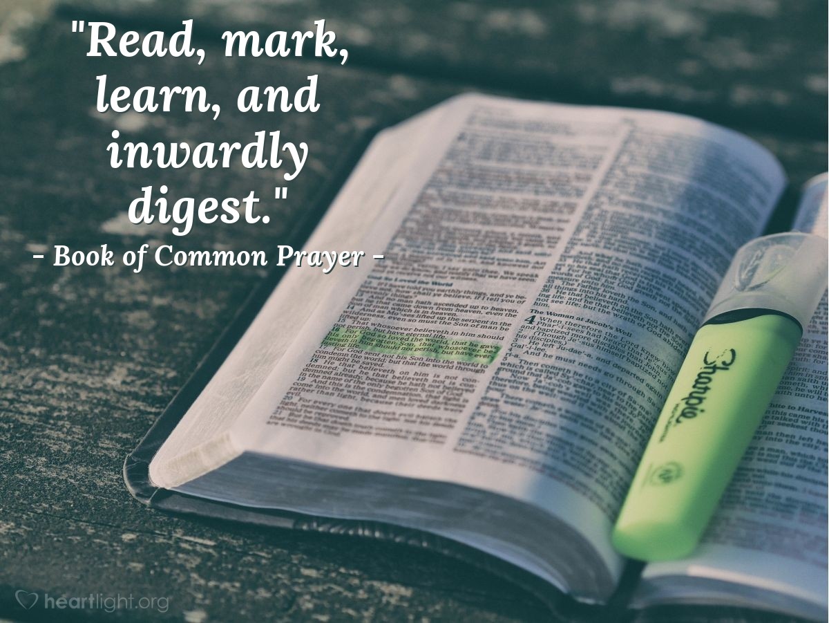 Illustration of Book of Common Prayer — "Read, mark, learn, and inwardly digest."