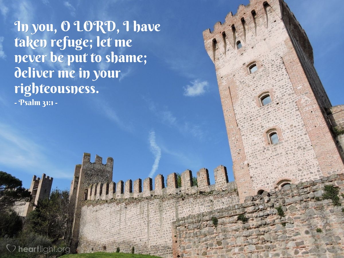 Psalm 31:1 | In you, O LORD, I have taken refuge; let me never be put to shame; deliver me in your righteousness.