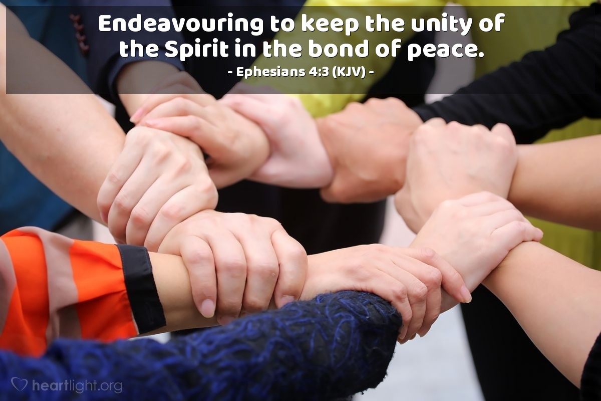 Illustration of Ephesians 4:3 (KJV) — Endeavouring to keep the unity of the Spirit in the bond of peace.