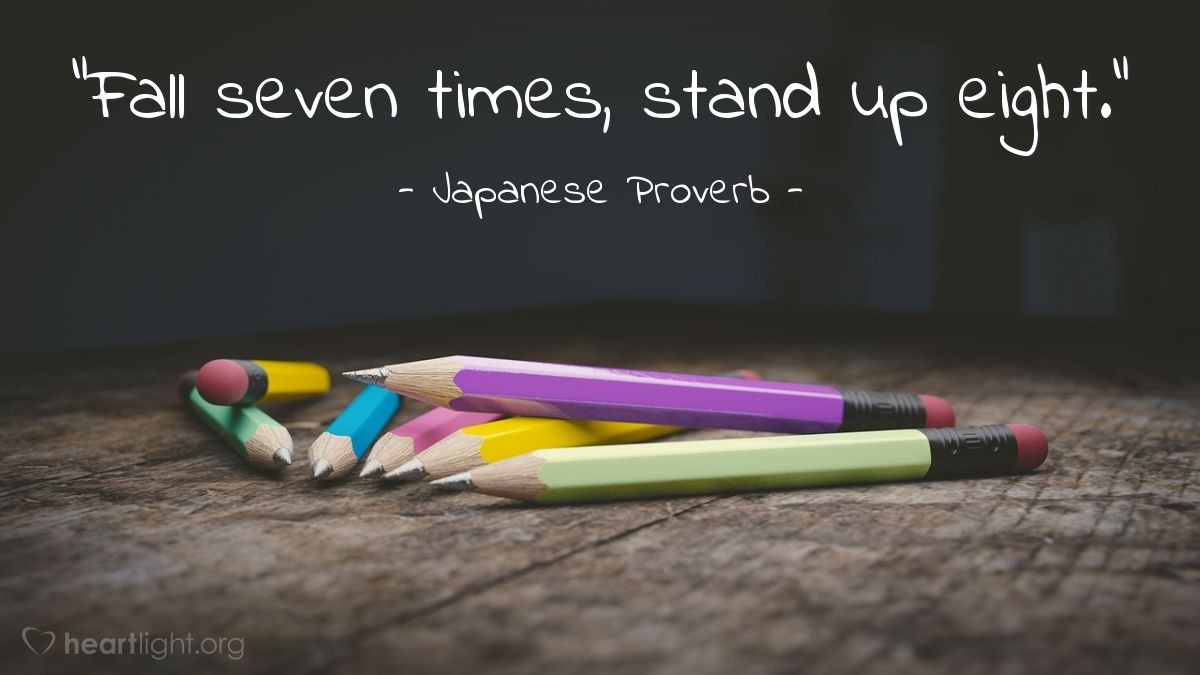 Illustration of Japanese Proverb — "Fall seven times, stand up eight."