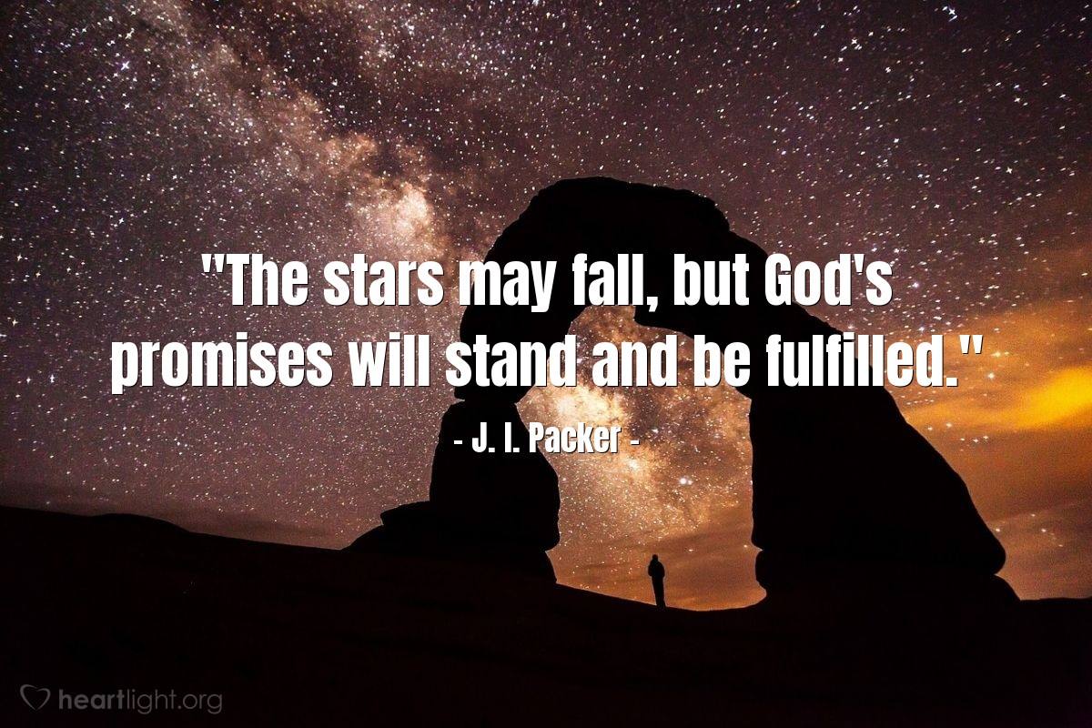 Illustration of J. I. Packer — "The stars may fall, but God's promises will stand and be fulfilled."