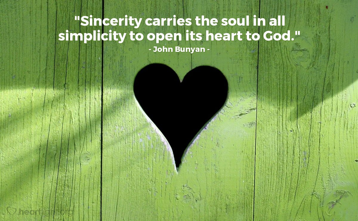 Illustration of John Bunyan — "Sincerity carries the soul in all simplicity to open its heart to God."