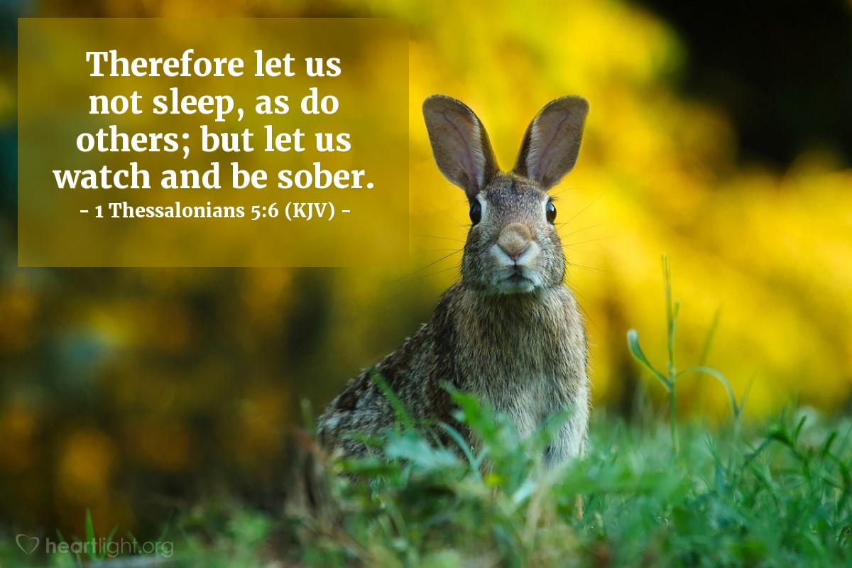 Illustration of 1 Thessalonians 5:6 (KJV) — Therefore let us not sleep, as do others; but let us watch and be sober.