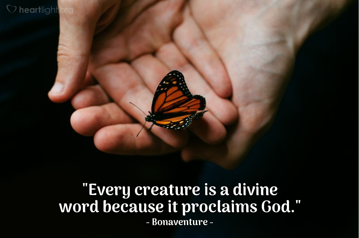 Illustration of Bonaventure — "Every creature is a divine word because it proclaims God."