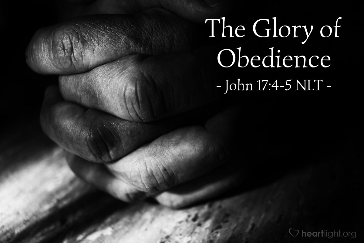 Illustration of John 17:4-5 NLT — [Jesus prayed,] "I brought glory to you here on earth by completing the work you gave me to do. Now, Father, bring me into the glory we shared before the world began."