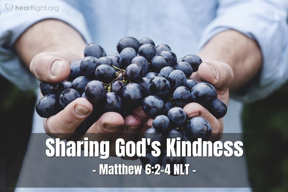 Illustration of Matthew 6:2-4 NLT — "When you give to someone in need, don't do as the hypocrites do — blowing trumpets in the synagogues and streets to call attention to their acts of charity!"