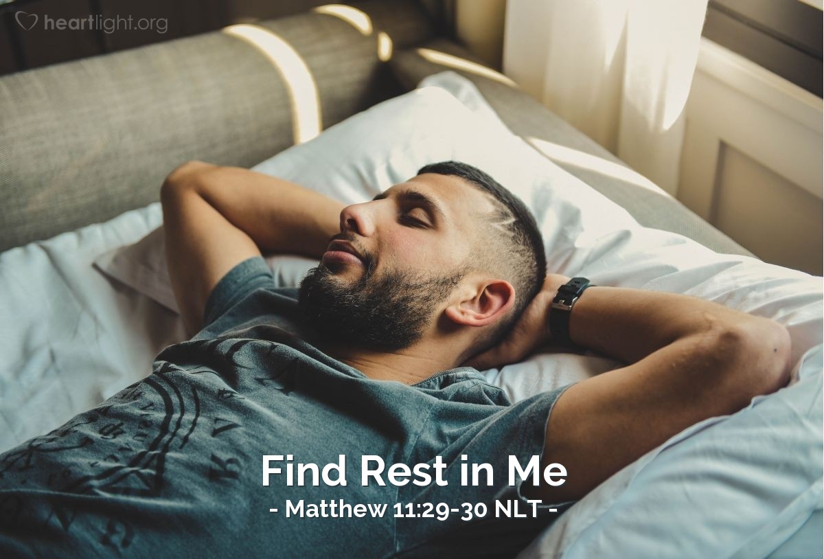 Illustration of Matthew 11:29-30 NLT — "Take my yoke upon you. Let me teach you, because I am humble and gentle at heart, and you will find rest for your souls. For my yoke is easy to bear, and the burden I give you is light."