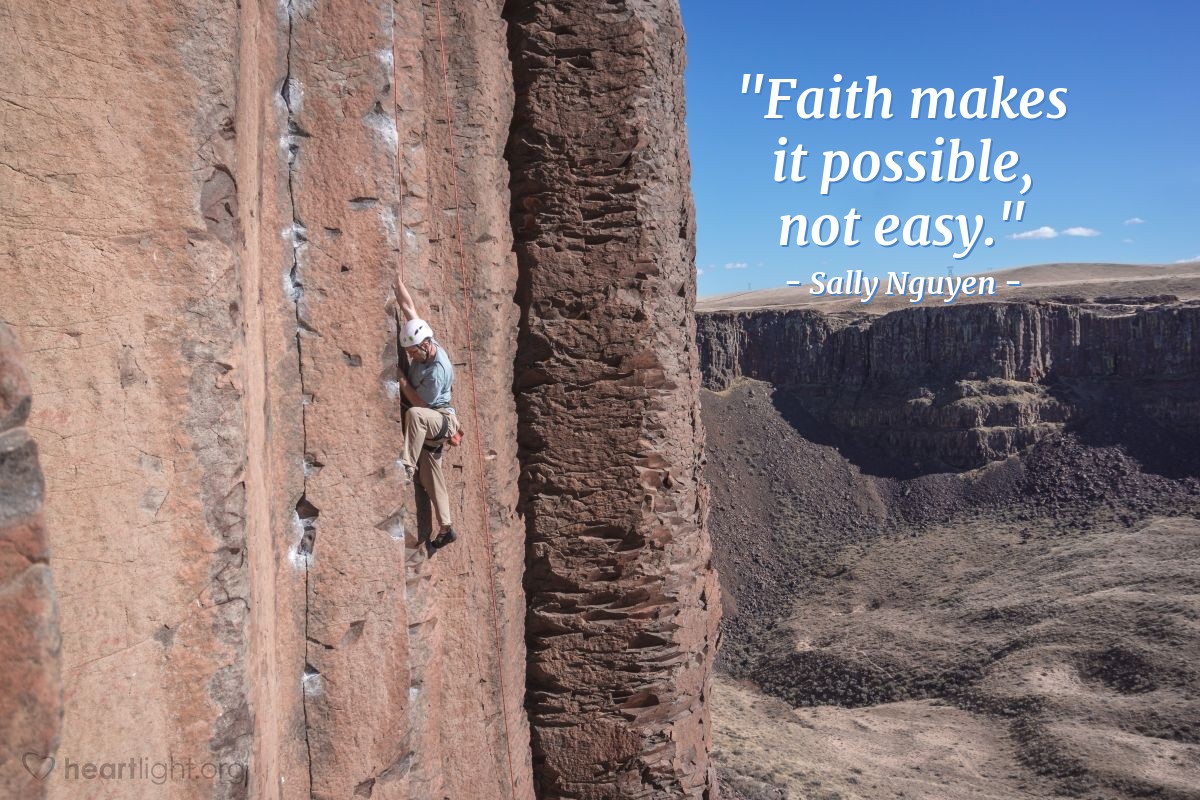 Illustration of Sally Nguyen — "Faith makes it possible, not easy."