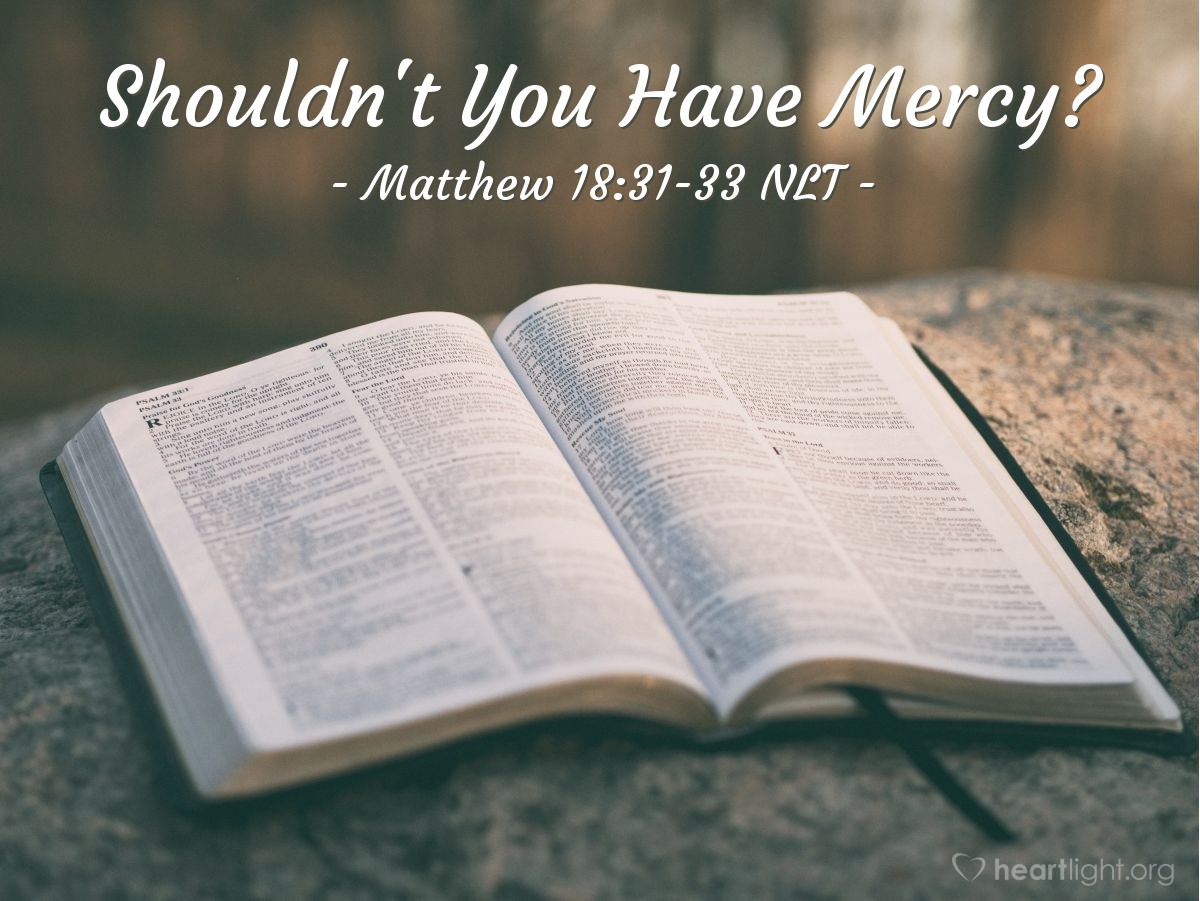 Illustration of Matthew 18:31-33 NLT —  Shouldn't you have mercy on your fellow servant, just as I had mercy on you?