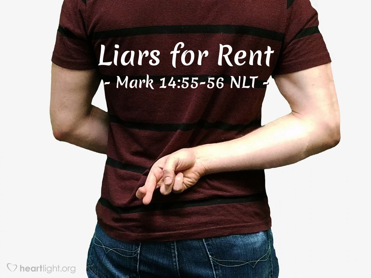 Illustration of Mark 14:55-56 NLT —  Many false witnesses spoke against him, but they contradicted each other.