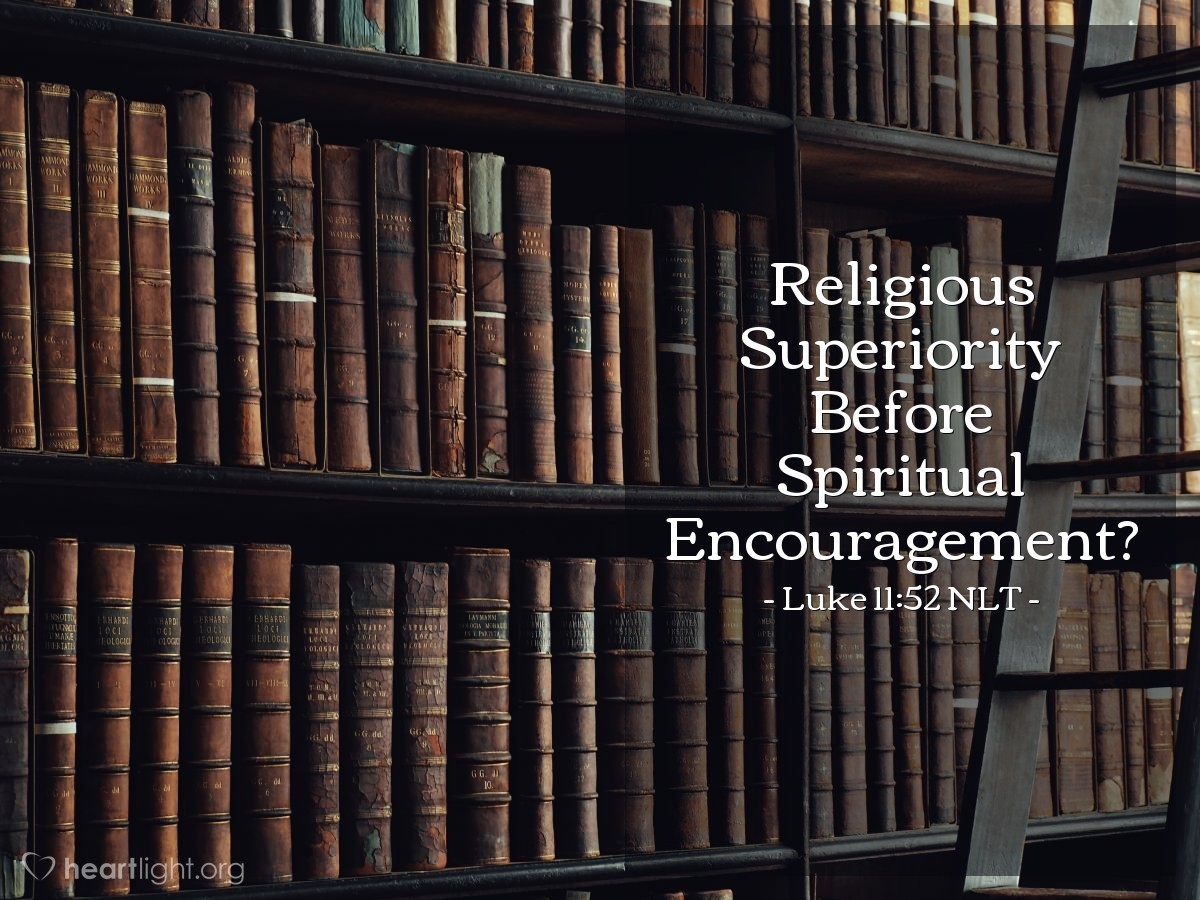 Illustration of Luke 11:52 NLT — [Jesus continued,] "What sorrow awaits you experts in religious law! For you remove the key to knowledge from the people. You don't enter the Kingdom yourselves, and you prevent others from entering."