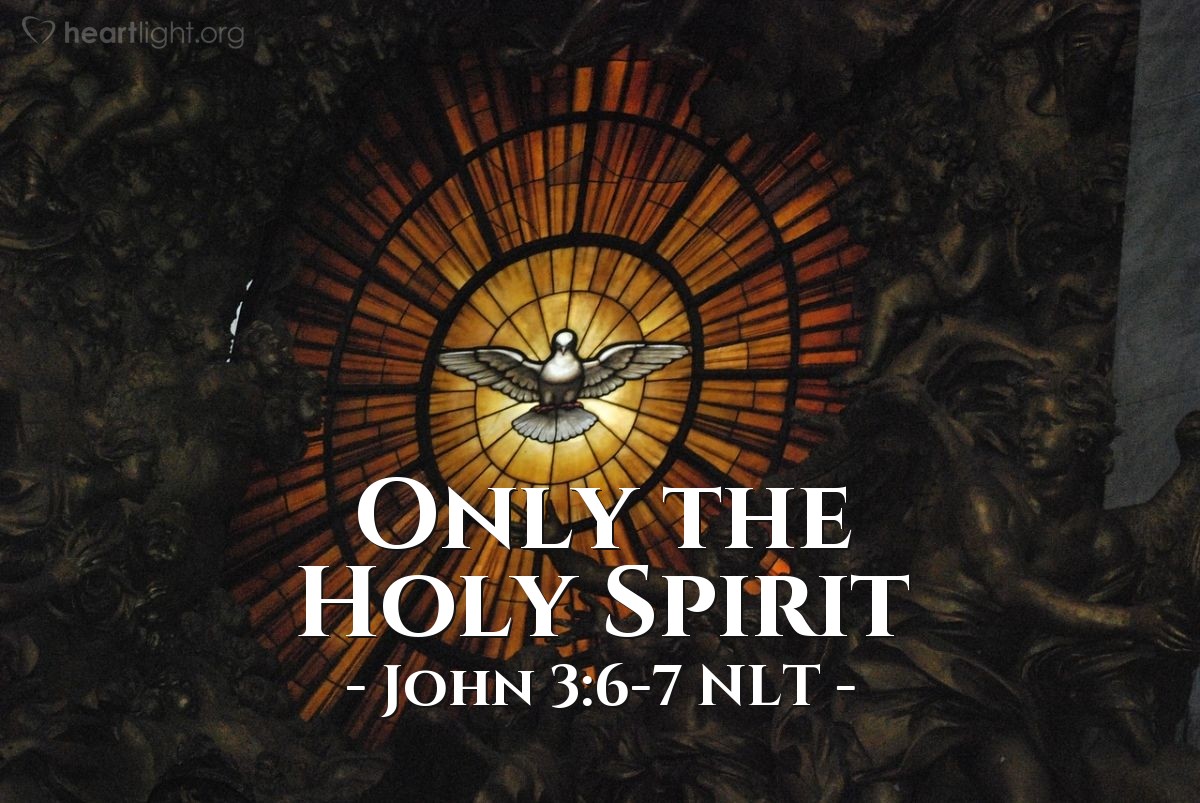 Illustration of John 3:6-7 NLT — [Jesus said to Nicodemus,] "Humans can reproduce only human life, but the Holy Spirit gives birth to spiritual life. So don't be surprised when I say, 'You must be born again.'" 