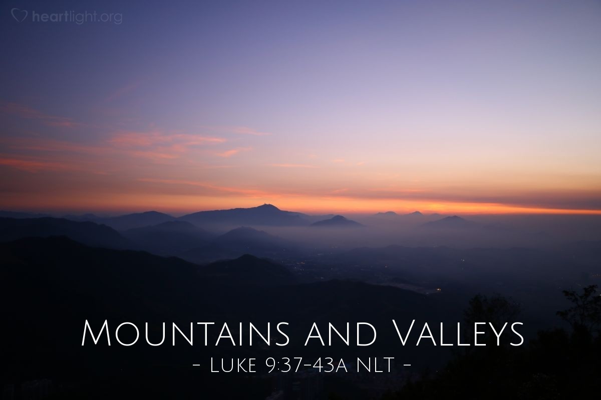 Illustration of Luke 9:37-43 NLT — "Bring your son here."