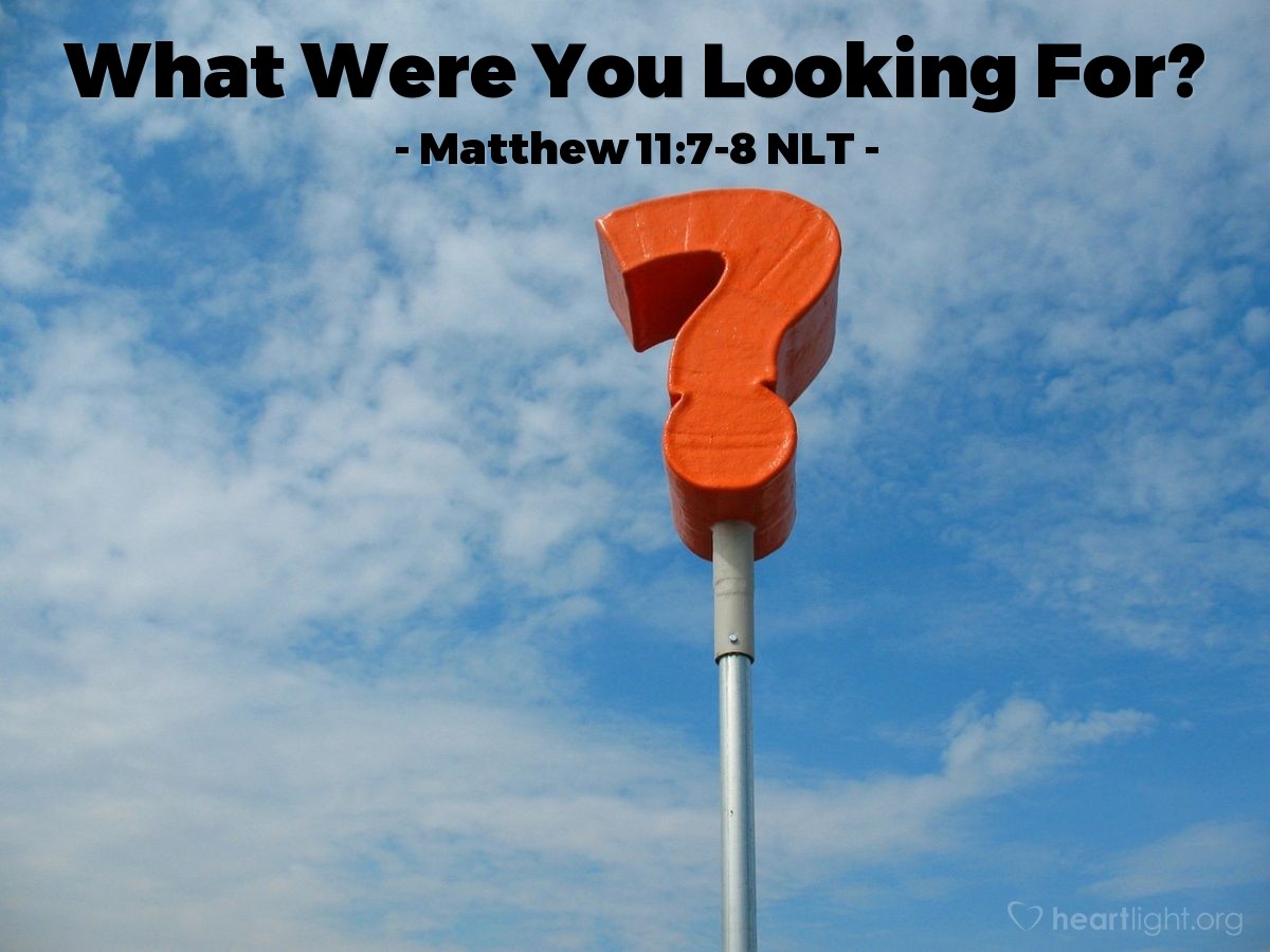 Illustration of Matthew 11:7-8 NLT —  Or were you expecting to see a man dressed in expensive clothes?