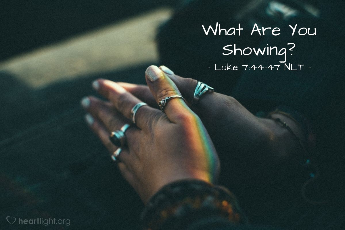 Illustration of Luke 7:44-47 NLT — "Look at this woman kneeling here."