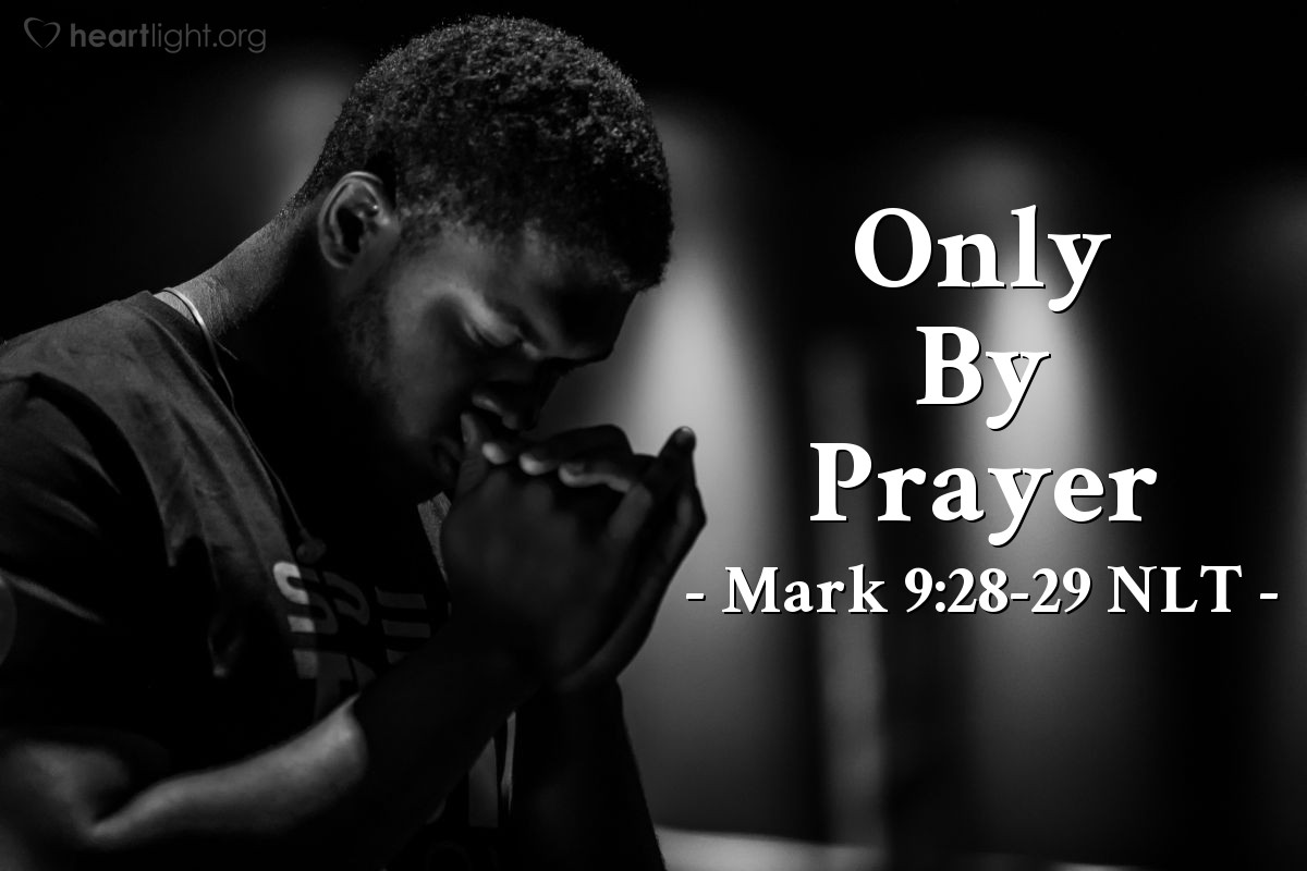 Illustration of Mark 9:28-29 NLT — Afterward, when Jesus was alone in the house with his disciples, they asked him, "Why couldn't we cast out that evil spirit?"
Jesus replied, "This kind can be cast out only by prayer."