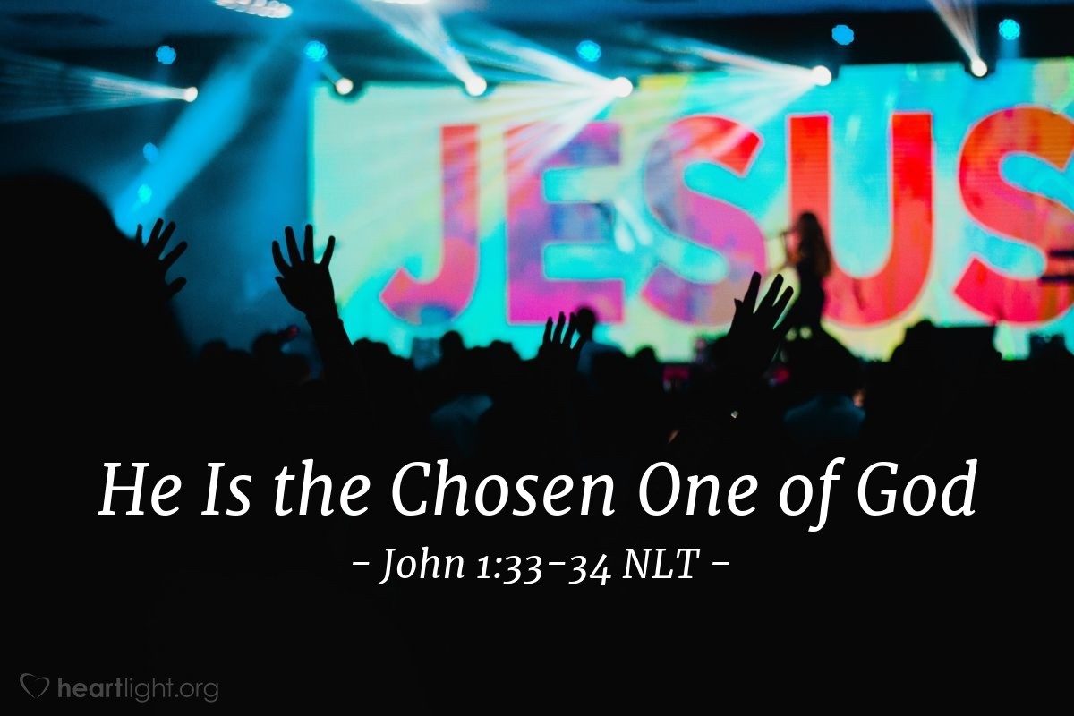 Illustration of John 1:33-34 NLT — ' I saw this happen to Jesus, so I testify that he is the Chosen One of God.